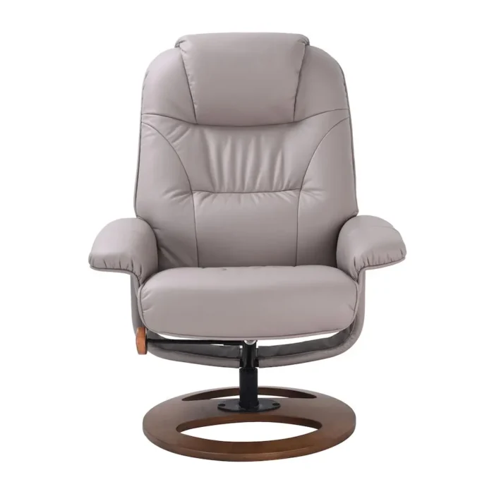 Elegant Scandinavian/European-Style Recliner and Ottoman in Pebble - Modern Comfort with 360 Swivel - Image 2