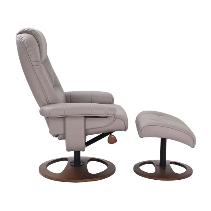 Elegant Scandinavian/European-Style Recliner and Ottoman in Pebble - Modern Comfort with 360 Swivel - Image 3