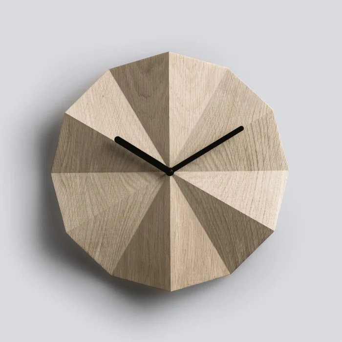 Delta Clock Oak - Sundial-Inspired Wall Clock | Silent Operation & Sophisticated Design - Image 1