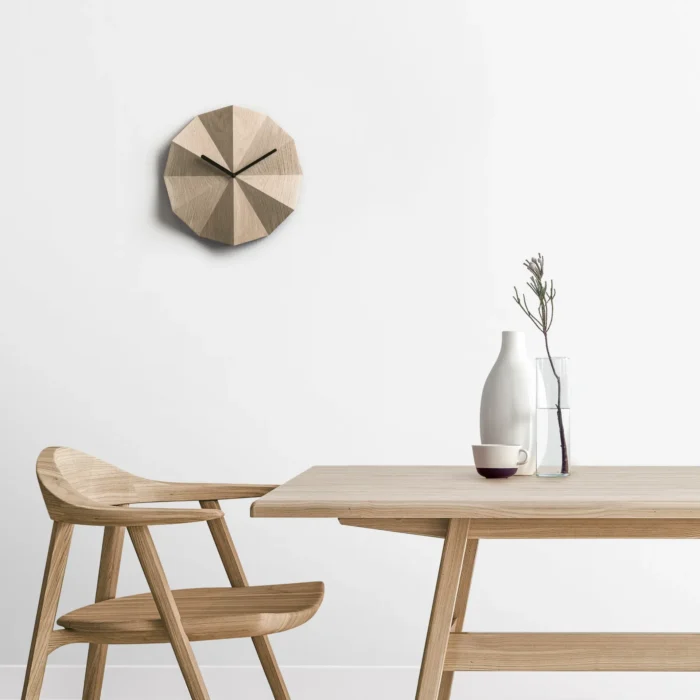 Delta Clock Oak - Sundial-Inspired Wall Clock | Silent Operation & Sophisticated Design - Image 2