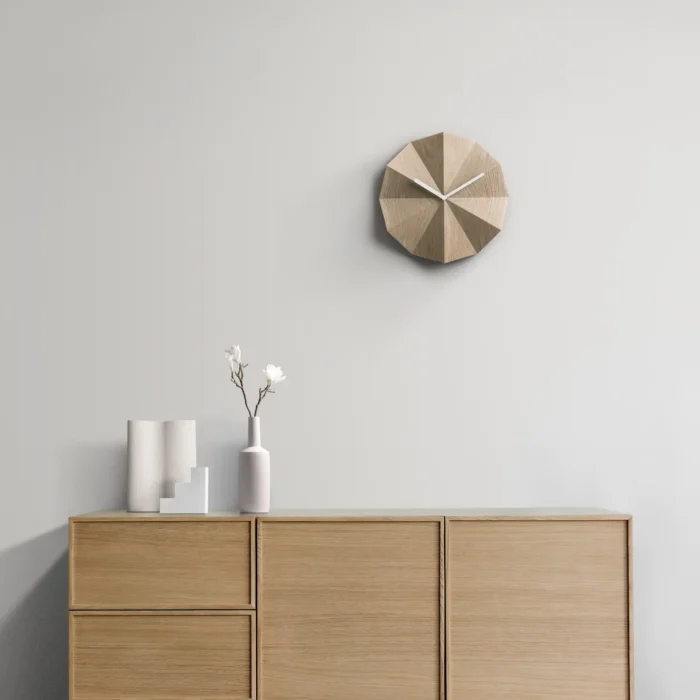 Delta Clock Oak - Sundial-Inspired Wall Clock | Silent Operation & Sophisticated Design - Image 4