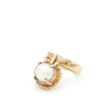 The CLEO Ring - Elegant Fresh Water Pearl Ring with Abstract Detailing | Handcrafted Jewelry