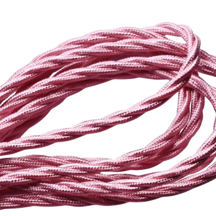 5m Shiny Pink Twisted Electric Fabric Cable - 2 Core, 0.75mm, 8amp - Vintage Lighting Flex - Image 5