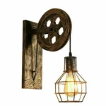 Brushed Copper Vintage Wheel Wall Light - Retro Water Pipe Loft Lighting Fixture