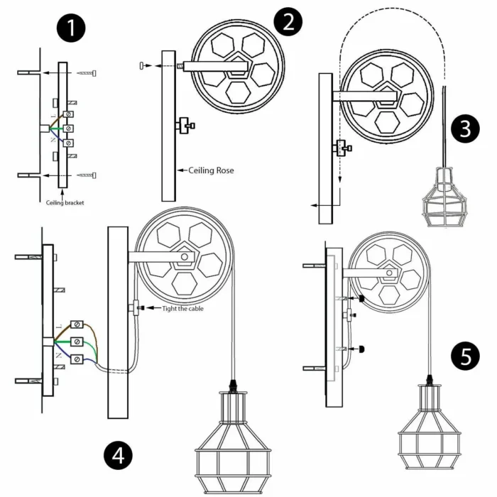 Brushed Copper Vintage Wheel Wall Light - Retro Water Pipe Loft Lighting Fixture - Image 4