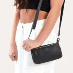 Elegant and Practical Genuine Pebble Leather Crossbody Bag with Adjustable Strap | 2 Zipper Pockets & Card Slots