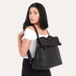 Fold N Go Genuine Pebble Leather Backpack with Adjustable Straps - Stylish and Functional