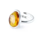 Amber ELEMENT Solitaire Adjustable Ring - Elegant Baltic Beauty Jewellery