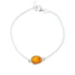 Baltic Beauty Amber ELEMENT Link Chain Bracelet - Unique Design, Sterling Silver & Baltic Amber