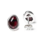 Cherry Amber ELEMENTS Stud Earrings - Modern Baltic Beauty Jewelry | Sterling Silver & Baltic Amber