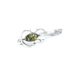 Classic Green Amber Violin Brooch - Sterling Silver - Ideal Gift for Violinists & Music Lovers