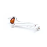 Dachshund Amber Dog Brooch - Sterling Silver Sausage Dog with Baltic Amber Ear