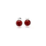 ESSENTIALS Mini Cherry Red Amber Stud Earrings - Elegant Minimalist Amber Jewelry