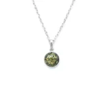 ESSENTIALS Mini Green Amber Pendant - Minimalist Everyday Necklace | Baltic Amber & Sterling Silver