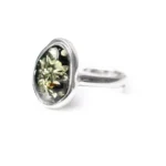 Shop the Exquisite Green Amber ELEMENT Solitaire Adjustable Ring - Baltic Beauty Jewellery