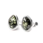 Green Amber ELEMENTS Stud Earrings - Baltic Beauty Jewellery | Genuine Baltic Amber & Sterling Silver