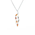 Multicolour Intertwined Pendant | Unique Baltic Amber & Sterling Silver Jewelry