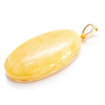 OOAK Large Gold Plated Creamy Amber Pendant | Genuine Baltic Amber Jewelry