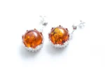 Stunning Princess Crown Drop Earrings Sterling Silver & Baltic Amber | Elegant Jewelry - Image 3