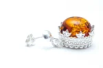 Stunning Princess Crown Drop Earrings Sterling Silver & Baltic Amber | Elegant Jewelry - Image 5