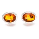 Quintessence Statement Amber Cufflinks - Elegant Baltic Amber with Sterling Silver