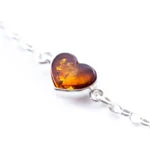 Reversible Dainty Amber Heart Bracelet - Minimal Sterling Silver Chain | Elegant & Timeless Jewelry