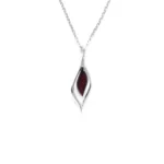 Small Droplet Cherry Amber Pendant - Modern Design in Sterling Silver with Baltic Amber
