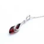 Elegant Subtle Cherry Amber Droplet Pendant for Everyday Wear | Baltic Amber & Silver