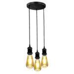 3 Head Pendant Braided Fabric Flex Lamp Holder Fitting - Vintage Industrial Style Lighting | LEDSONE Lighting - Image 4