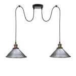 Brushed Silver 2 Way Retro Industrial Ceiling E27 Hanging Lamp Pendant Light | Stylish Home Lighting - Image 3