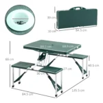 Outsunny Aluminum Picnic Table & Bench Set - Green | Foldable & Portable for Camping, Garden Parties, BBQs - Image 3