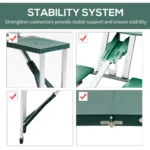 Outsunny Aluminum Picnic Table & Bench Set - Green | Foldable & Portable for Camping, Garden Parties, BBQs - Image 6