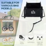 HOMCOM Two-Wheel Bicycle Cargo Trailer with Folding Storage & Removable Cover - Red & Black, Durable Oxford Fabric Wagon for Groceries & Outdoor Gear - Image 4