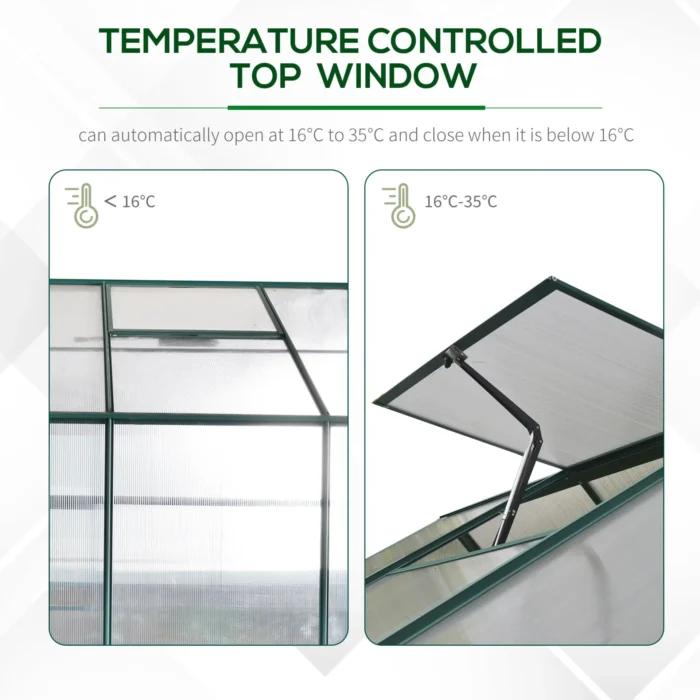 Outsunny 6 x 8ft Walk-in Aluminium Greenhouse with Polycarbonate Panels - Perfect for Gardening - Image 6