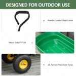 Outsunny 75 Litre Large Garden Cart - Heavy Duty 4 Wheel Tipping Wheelbarrow - Green - Image 5