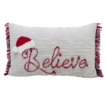 Festive Christmas Throw Pillow for Couch - Believe 14" x 24" | Cozy and Elegant Holiday Decor