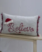 Festive Christmas Throw Pillow for Couch - Believe 14" x 24" | Cozy and Elegant Holiday Decor - Image 2