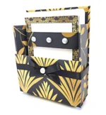 42-Pc Stationery For Him Gift Box Set with Reusable Desktop Organizer Box and Gold Pen - Black & Gold Geometric