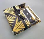 42-Pc Stationery For Him Gift Box Set with Reusable Desktop Organizer Box and Gold Pen - Black & Gold Geometric - Image 2