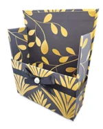 42-Pc Stationery For Him Gift Box Set with Reusable Desktop Organizer Box and Gold Pen - Black & Gold Geometric - Image 6