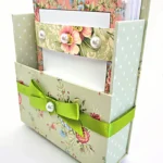 Elegant 42-Pc Stationery Gift Box Set with Reusable Organizer Box & Gold Pen - Coral Pink & Sage Green Floral Design
