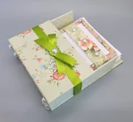 Elegant 42-Pc Stationery Gift Box Set with Reusable Organizer Box & Gold Pen - Coral Pink & Sage Green Floral Design - Image 2