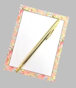 Elegant 42-Pc Stationery Gift Box Set with Reusable Organizer Box & Gold Pen - Coral Pink & Sage Green Floral Design - Image 4