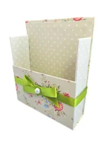 Elegant 42-Pc Stationery Gift Box Set with Reusable Organizer Box & Gold Pen - Coral Pink & Sage Green Floral Design - Image 6