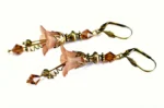 Elegant Vintage Victorian Style Earrings - Chocolate Brown & Antique Bronze Bell Flower Lucite Jewelry - Image 2