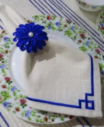 Elegant Table Cloth Napkins Set of 4 with Blue Embroidery - 100% Cotton, 20" x 20" - Ideal for Dinners, Parties & Gifts - Image 6