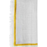 Elegant Table Cloth Napkins Set of 4 with Yellow Embroidery - 100% Cotton, 20" x 20" Ideal for Parties, Dinners & Gifts
