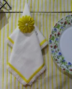 Elegant Table Cloth Napkins Set of 4 with Yellow Embroidery - 100% Cotton, 20" x 20" Ideal for Parties, Dinners & Gifts - Image 6