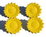 Vibhsa Sunflower Yellow Napkin Rings Set of 4 - Handcrafted Aluminum Floral Table Decor for Weddings, Holidays & Special Occasions