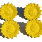 Vibhsa Sunflower Yellow Napkin Rings Set of 4 - Handcrafted Aluminum Floral Table Decor for Weddings, Holidays & Special Occasions